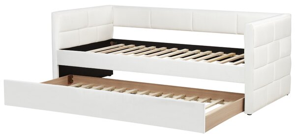 Kihúzható heverő Bársony CHAVONNE 90 x 200 cm Törtfehér