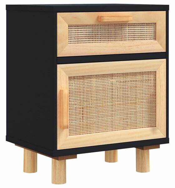 Rattan Éjjeliszekrény Szett - 2 db - Fekete