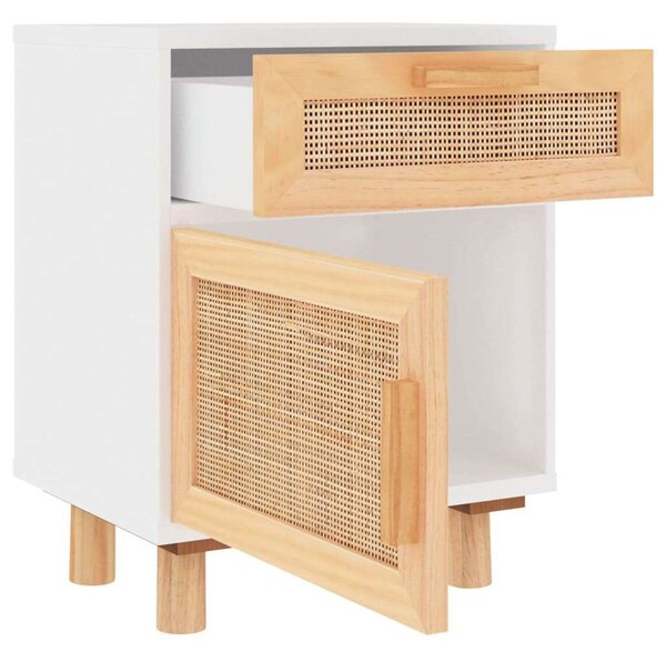 Rattan Éjjeliszekrény - 2 db - Fehér - 40x30x50 cm