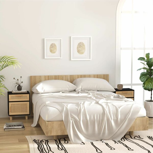 Rattan Éjjeliszekrény Szett - 2 db - Fekete