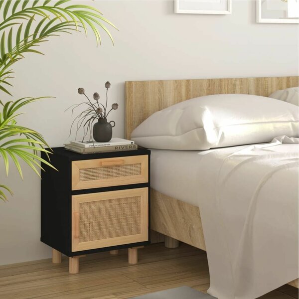 Rattan Éjjeliszekrény Szett - 2 db - Fekete