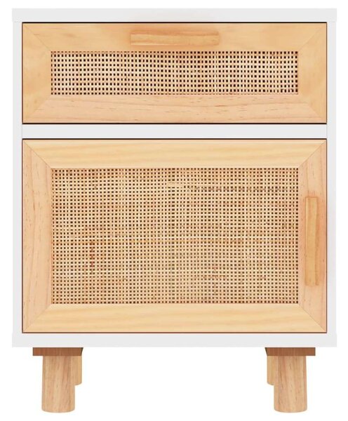 Rattan Éjjeliszekrény - 2 db - Fehér - 40x30x50 cm