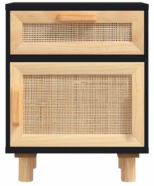 Rattan Éjjeliszekrény Szett - 2 db - Fekete