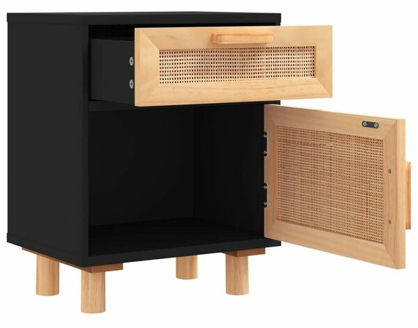 Rattan Éjjeliszekrény Szett - 2 db - Fekete