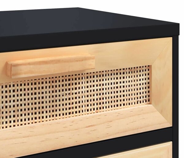 Rattan Éjjeliszekrény Szett - 2 db - Fekete