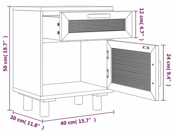 Rattan Éjjeliszekrény Szett - 2 db - Fekete