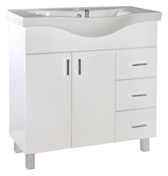 Viva STYLE Bianka 80 lábon álló fürdőszobabútor 3 fiókos Sanovit ALBATROS 10080 mosdóval 80 x 46 cm