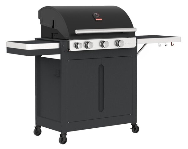 Barbecook BC-GAS-2036 Stella 3201 gázgrill, 3db főégő, 1db oldalégő, szekrényekkel, zománcozott acél, 174x59x119cm fekete