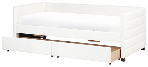 Ágyneműtartós heverő Bársony MARRAY 90 x 200 cm Törtfehér