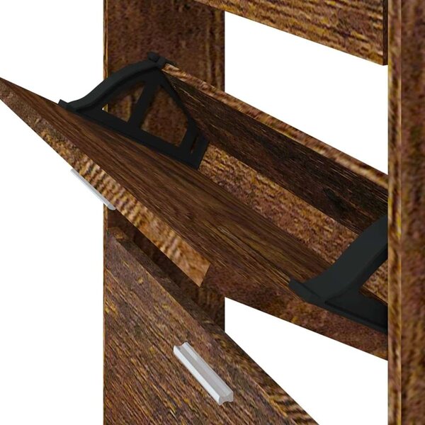 VidaXL Cipősszekrény - Füstös Tölgy - 4 Fiók - 59x17x150 cm