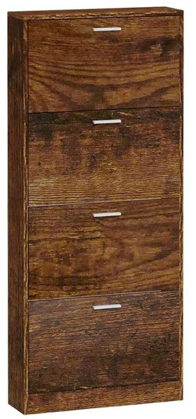 VidaXL Cipősszekrény - Füstös Tölgy - 4 Fiók - 59x17x150 cm