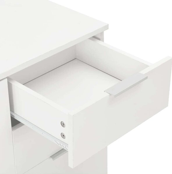 Modern Fehér Magasfényű Tálalószekrény - 2 Fiók, 2 Ajtó - 71x35x76 cm