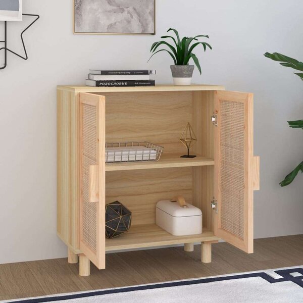VIDAXL - Tömörfa Rattan Tálalószekrény - 60x30x70cm