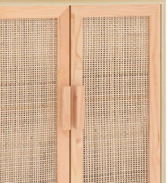 VIDAXL - Tömörfa Rattan Tálalószekrény - 60x30x70cm