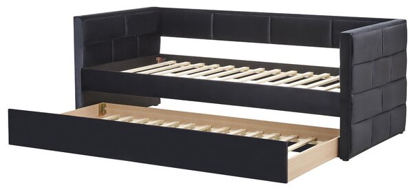 Kihúzható heverő Bársony CHAVONNE 90 x 200 cm Fekete