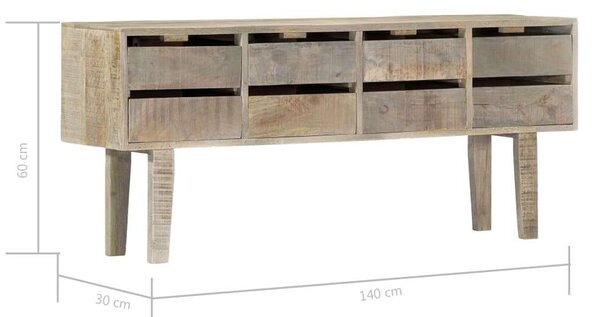 Mangófa Fiókos Szekrény - Rusztikus Stílus - 8 Fiók - 140x30x60 cm