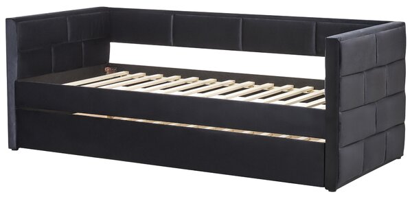 Kihúzható heverő Bársony CHAVONNE 90 x 200 cm Fekete