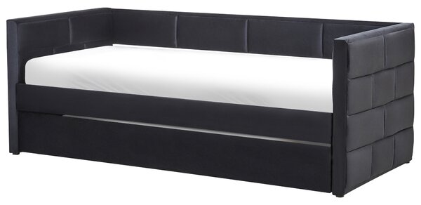 Kihúzható heverő Bársony CHAVONNE 90 x 200 cm Fekete