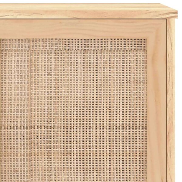 Fenyőfa-Rattan Tálalószekrény - 105x30x60 cm