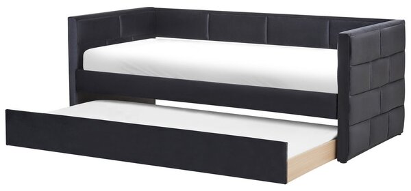 Kihúzható heverő Bársony CHAVONNE 90 x 200 cm Fekete