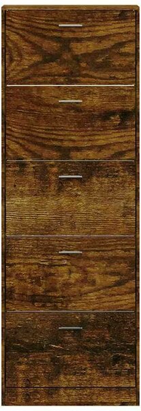5 Fiókos Füstös Tölgy Fa Cipősszekrény - 59x17x169 cm