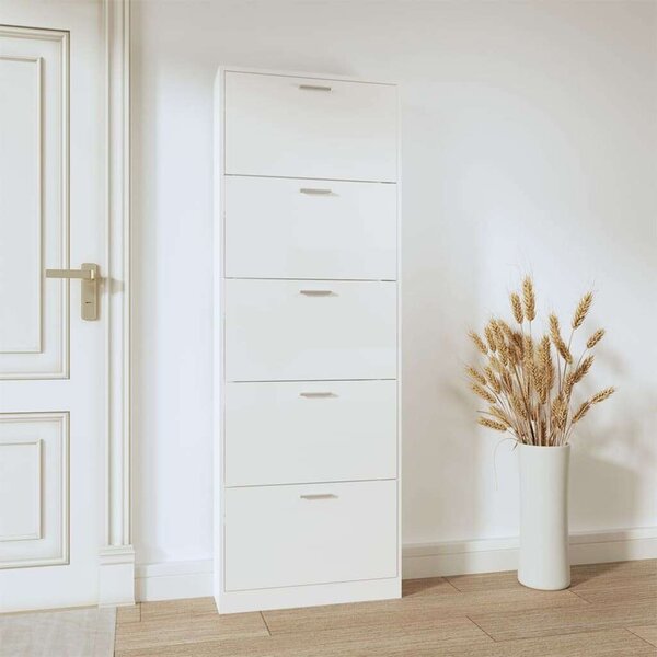 Modern Cipőszekrény - 5 Fiók - Fehér - 169 cm