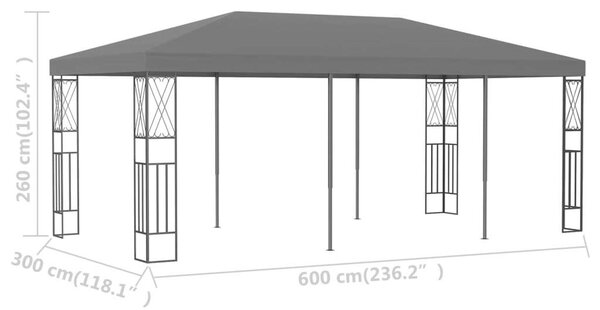 VidaXL Antracitszürke szövetpavilon 3 x 6 m
