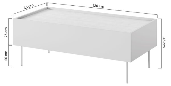Desin dohányzóasztal 120 cm fiókokkal - kasmír / nagano tölgy