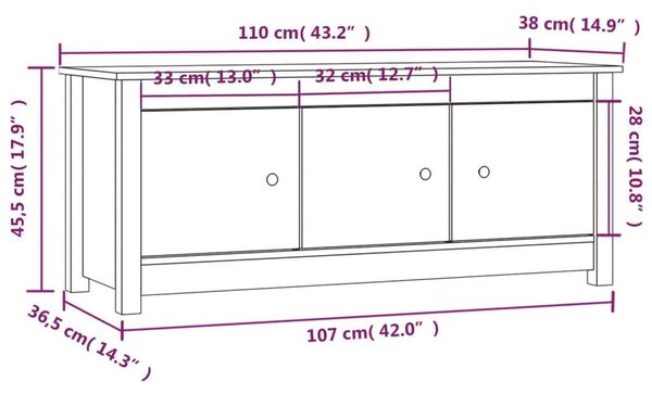 VidaXL Fehér Fenyőfa Cipősszekrény - 110x38x45,5 cm