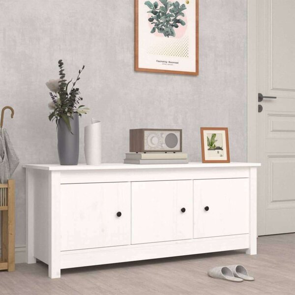 VidaXL Fehér Fenyőfa Cipősszekrény - 110x38x45,5 cm