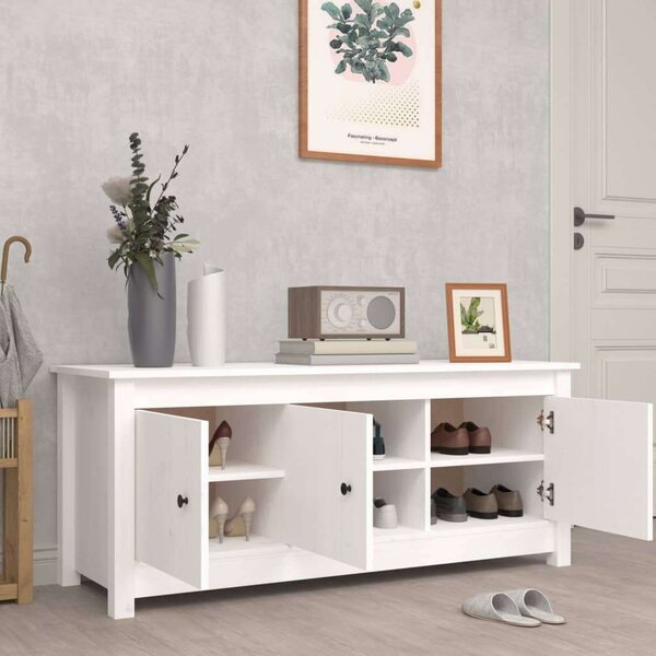 VidaXL Fehér Fenyőfa Cipősszekrény - 110x38x45,5 cm
