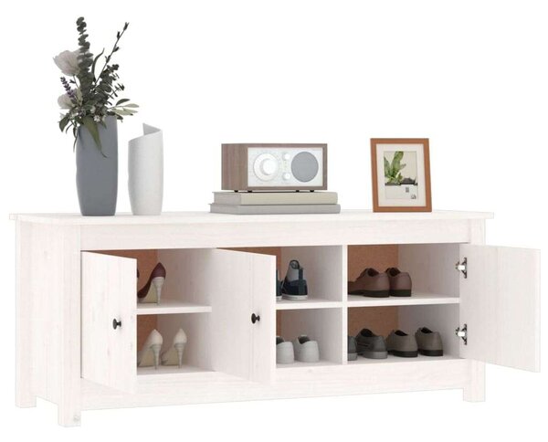 VidaXL Fehér Fenyőfa Cipősszekrény - 110x38x45,5 cm