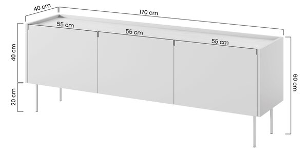 Desin TV-szekrény 170 cm fém lábakkal - fekete matt / nagano tölgy