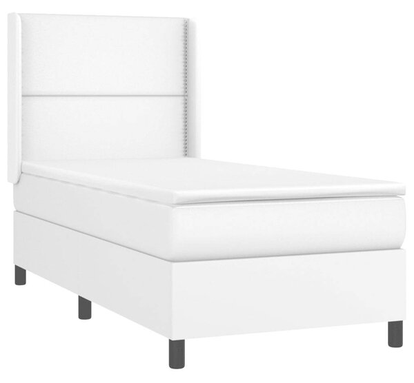 VidaXL Fehér Műbőr Ágy Matraccal - 100x200 cm