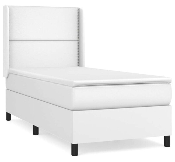VidaXL Fehér Műbőr Ágy Matraccal - 100x200 cm