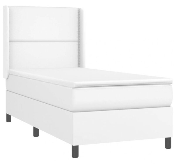 VidaXL Fehér Műbőr Ágy Matraccal - 100x200 cm
