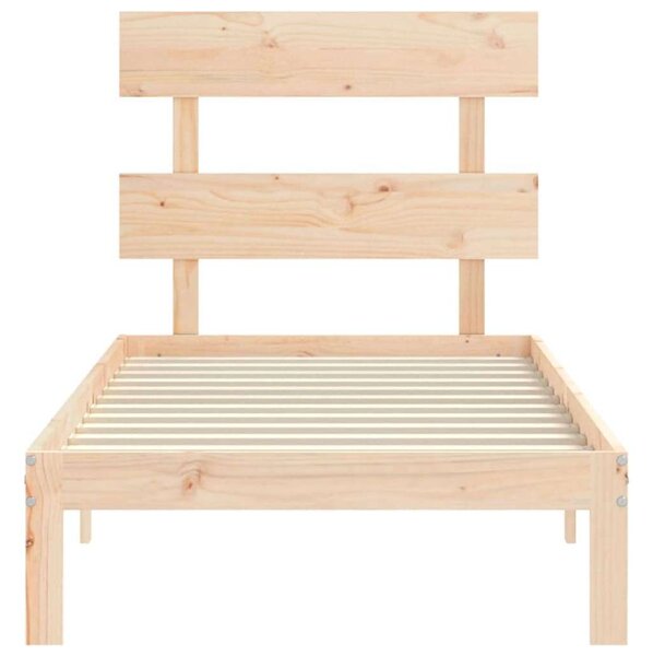 VidaXL tömör fa ágykeret fejtámlával 90 x 200 cm