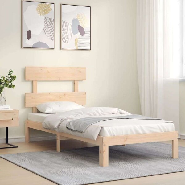 VidaXL tömör fa ágykeret fejtámlával 90 x 200 cm