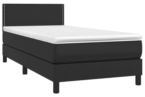VidaXL Fekete Műbőr Ágy Matraccal - 90x200 cm