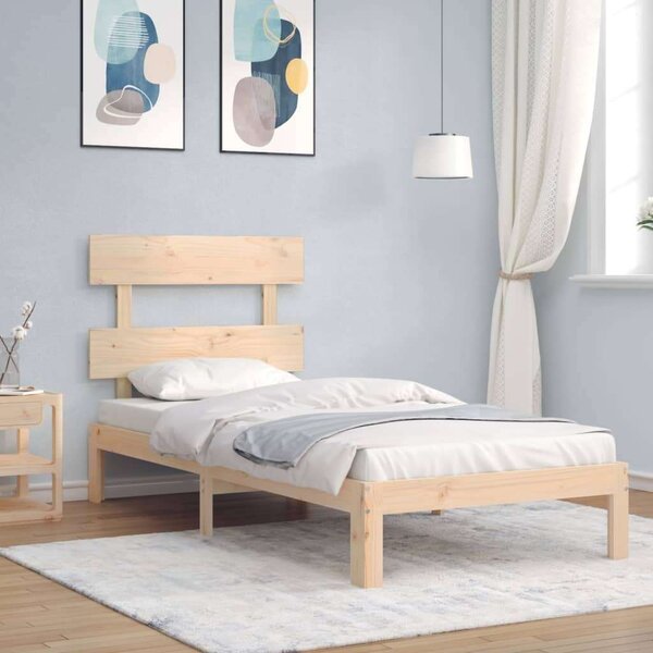 VidaXL tömör fa ágykeret fejtámlával 90 x 200 cm