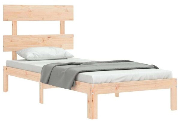 VidaXL tömör fa ágykeret fejtámlával 90 x 200 cm