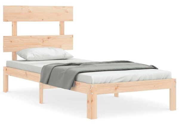 VidaXL tömör fa ágykeret fejtámlával 90 x 200 cm