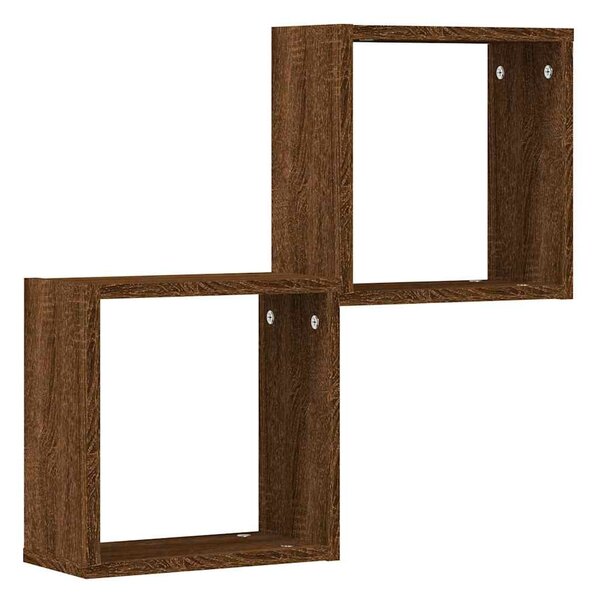 2 db barna tölgy színű fali kockapolc 30 x 15 x 30 cm