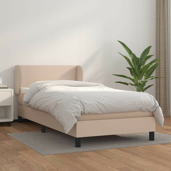 VidaXL cappuccino színű műbőr rugós ágy matraccal 100 x 200 cm