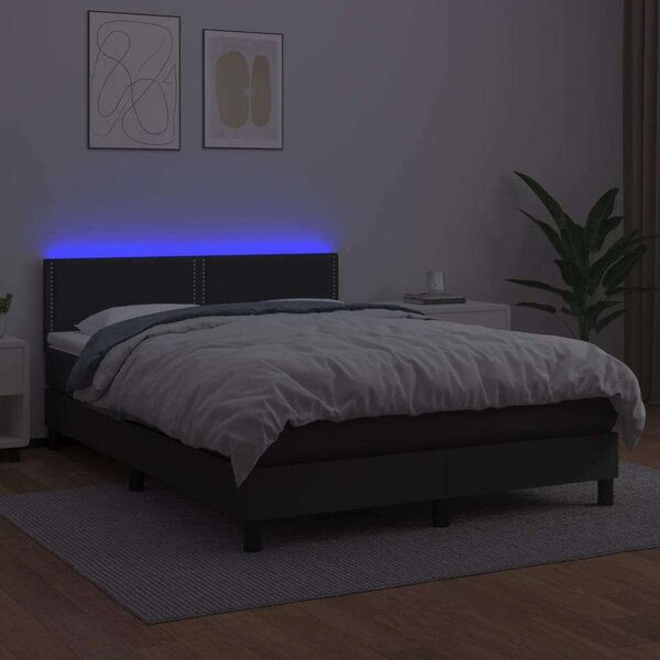 VidaXL LED-es Ágy - Műbőr - 140x200 cm
