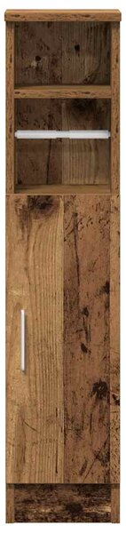 Antik fa színű fürdőszobaszekrény tekercstartóval 20,5x22x90 cm