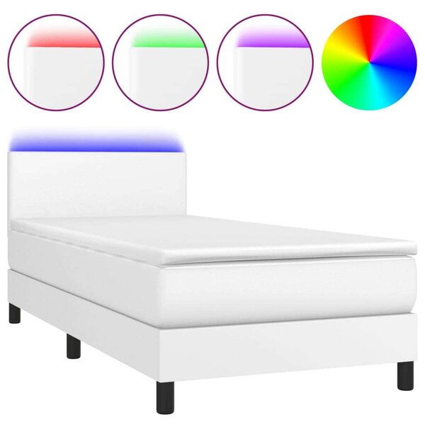 VidaXL LED-es Ágy - Műbőr - 100x200 cm