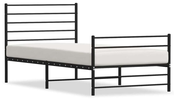 VidaXL fekete fém ágykeret fej- és lábtámlával 100 x 200 cm