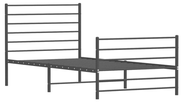 VidaXL fekete fém ágykeret fej- és lábtámlával 100 x 200 cm