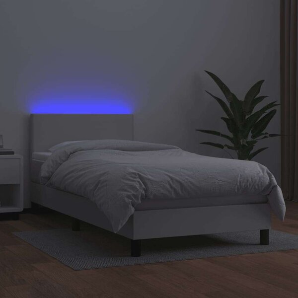 VidaXL LED-es Ágy - Műbőr - 100x200 cm